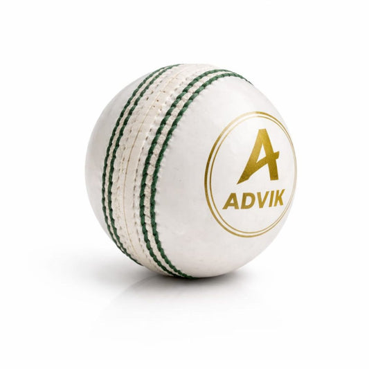 Advik Leather Cricket Ball – Match Quality | Hand Stitched | 4 Piece | White