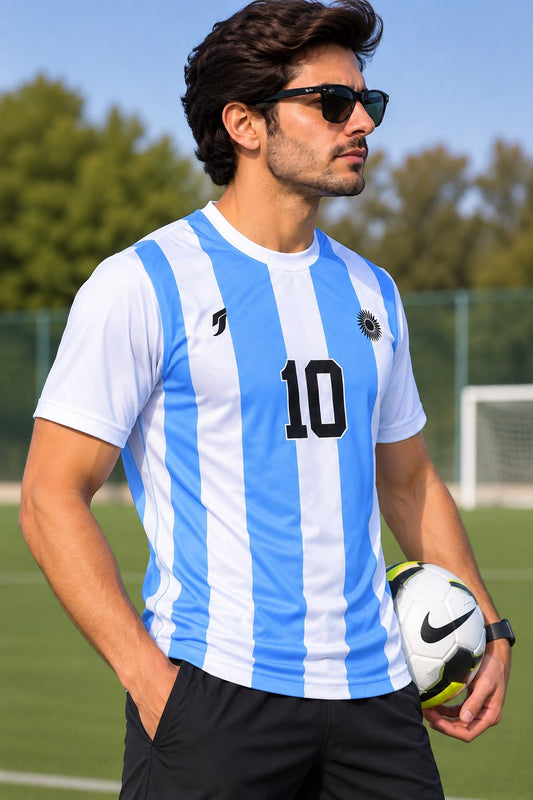 Men Lionel Messi Striped T-shirt
