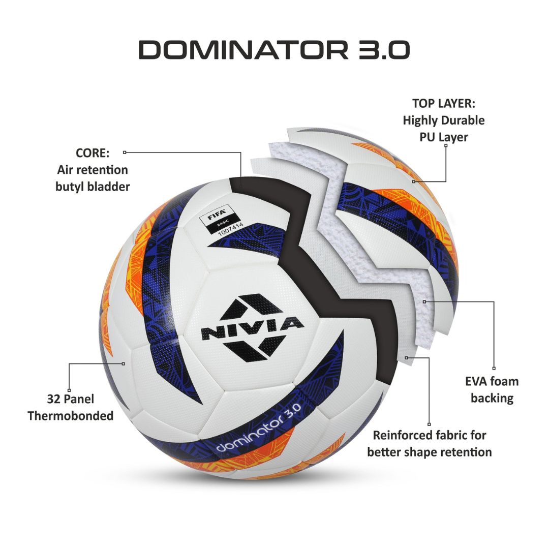 Nivia Dominator 3.0 FIFA Certified Football | 32 Panels | Multicolour