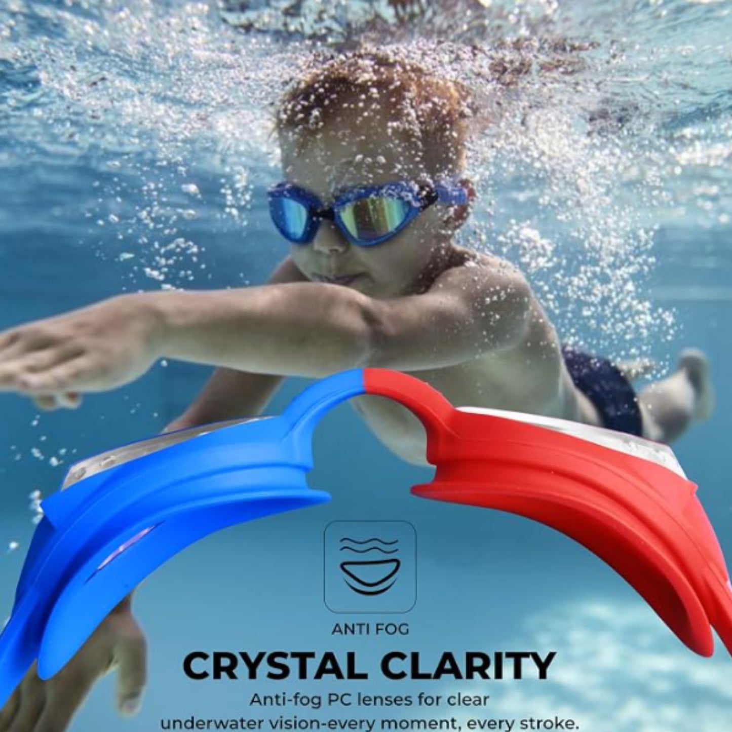Nivia Kiddies Jr. 2.0 Swimming Goggles | Red and Blue