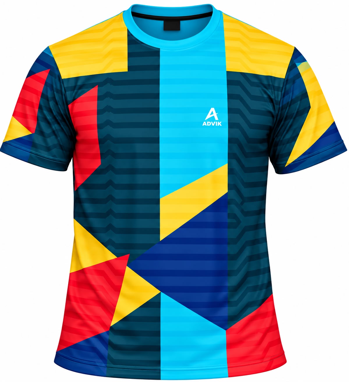 Men’s Multicolor Printed Sports T-Shirt | Round Neck Performance Athletic Wear