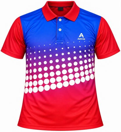 Men’s Blue & Red Sports Polo T-Shirt | Athletic Fit Performance Sportswear