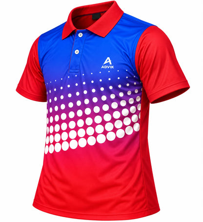 Men’s Blue & Red Sports Polo T-Shirt | Athletic Fit Performance Sportswear