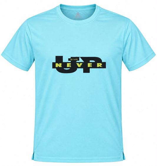 Men’s Light Sky Blue Graphic Printed Sports T-Shirt