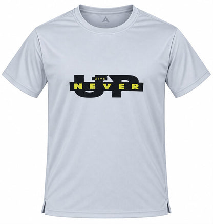 Men’s Light Grey Sports T-Shirt with Graphic Print | Round Neck | Short Sleeve | Polyester Athletic Wear