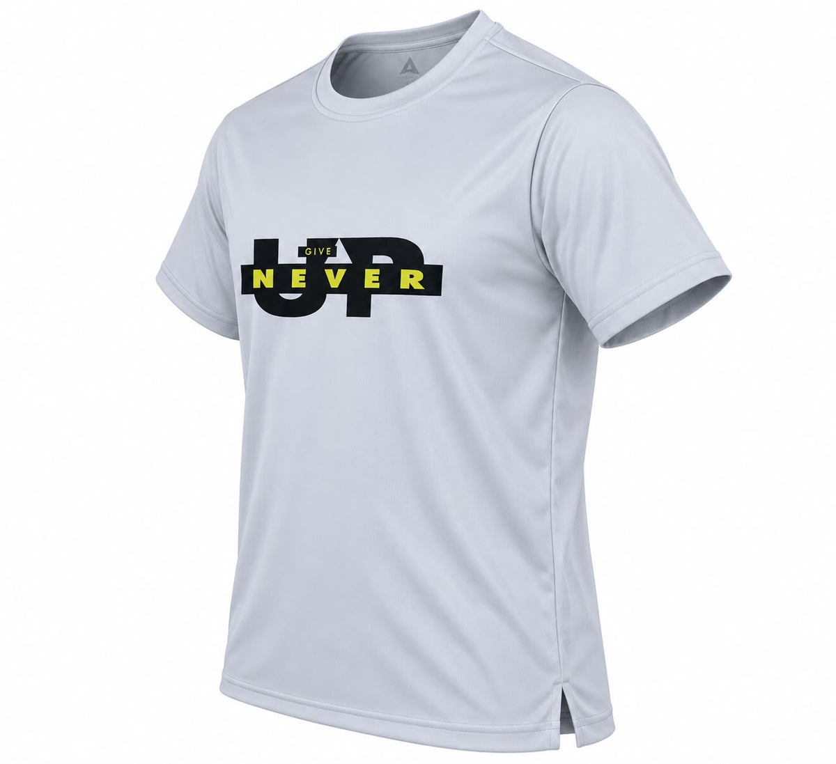 Men’s Light Grey Sports T-Shirt with Graphic Print | Round Neck | Short Sleeve | Polyester Athletic Wear