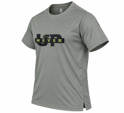 Men’s Grey Graphic Printed Sports T-Shirt
