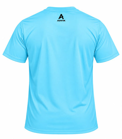 Men’s Light Sky Blue Graphic Printed Sports T-Shirt